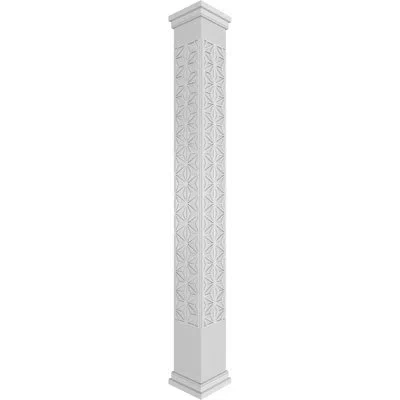 Ekena Millwork Hampton Square Non-tapered With Prairie Capital & Prairie Base Fretwork Column In Gray,white