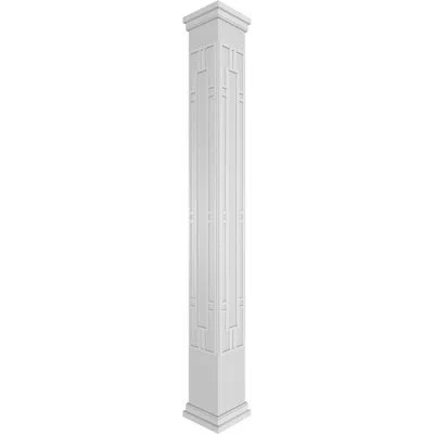 Ekena Millwork Hastings Square Non-tapered With Prairie Capital & Prairie Base Fretwork Column In Gray,white
