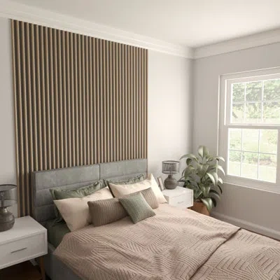 Ekena Millwork Heritage Half Round Stain Grade Slat Wall Kit W/ 1"w X 94 1/2"h Slats In White Oak;brown