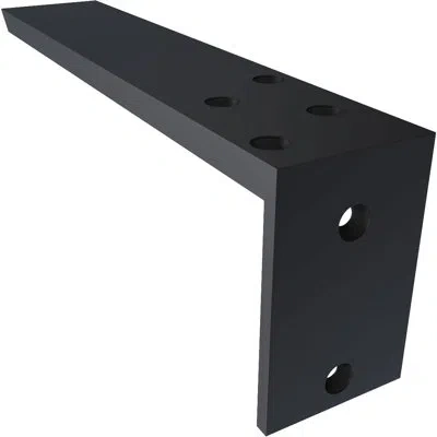 Ekena Millwork Hidden Support Steel Heavy Duty Bracket W/ Back Plate In Powder Coated Black