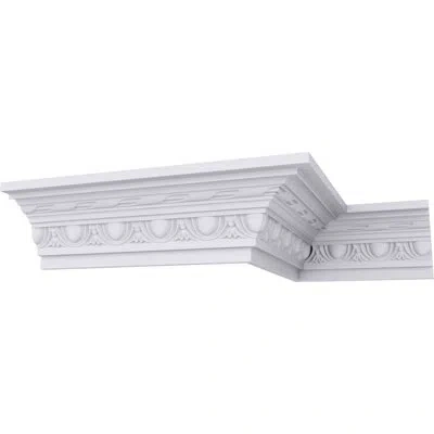Ekena Millwork Jackson Egg & Dart With Rope Crown Moulding In White