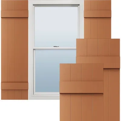 Ekena Millwork Lifetime Vinyl, Tailormade Four Board Joined (2 Batten), Board-n-batten Shutters, W/shutter-loks (pe In Treated Cedar
