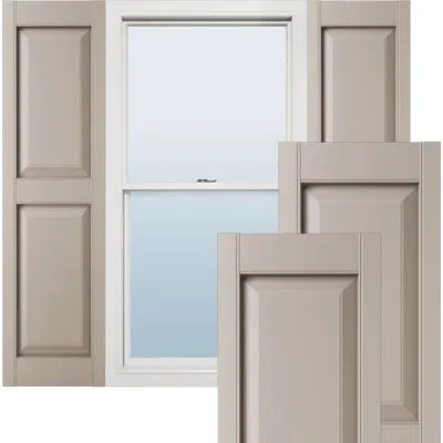 Ekena Millwork Lifetime Vinyl, Tailormade Panels, Raised Panel Shutters, W/shutter-loks In Clay