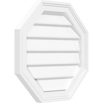 Ekena Millwork Octagonal Surface Mount: Non-functional, Brickmould Frame Pvc Gable Vent
