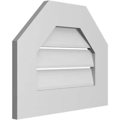Ekena Millwork Octagonal Top Surface Mount Signature Urethane Functional Gable Vent, Primed Tan