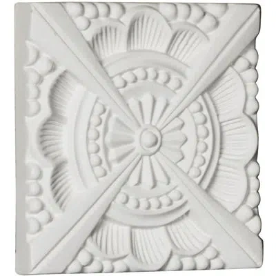 Ekena Millwork Palmetto 4.75" H X 4.75" W X 0.63" D Beaded Rosette In White