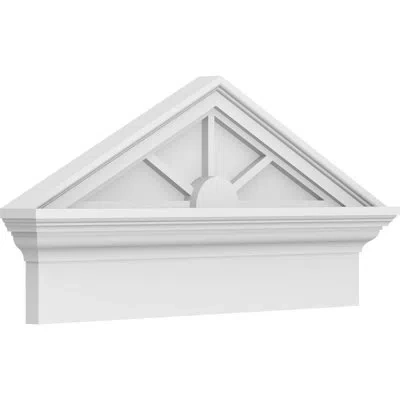 Ekena Millwork Peaked Cap 3 Spoke Architectural Grade Pvc Combination Pediement (pitch 6/12) In White