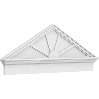 Ekena Millwork Peaked Cap 4 Spoke Architectural Grade Pvc Combination Pediement (pitch 6/12) In White