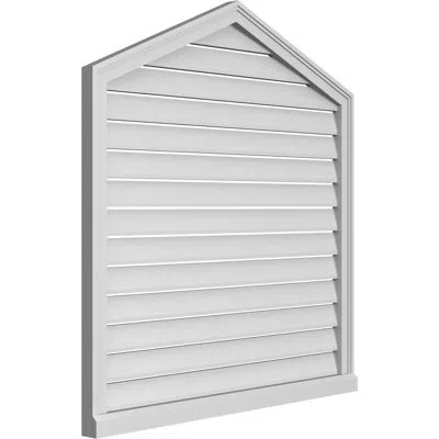 Ekena Millwork Peaked Surface Mount Signature Urethane Functional Gable Vent 5/12 Pitch, Primed Tan