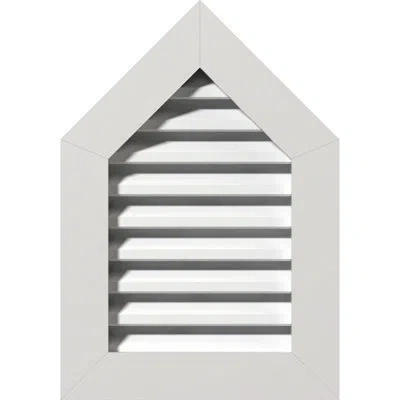 Ekena Millwork Peaked Top Gable Vent Functional, Pvc Gable Vent W/ 1" X 4" Flat Trim Frame