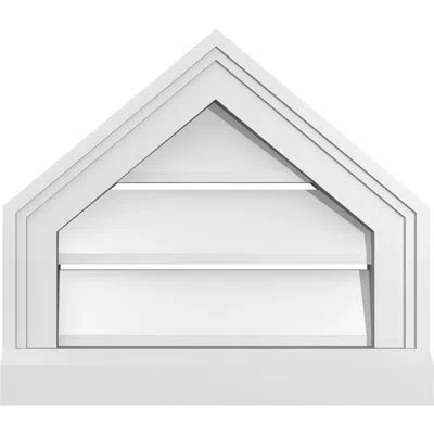 Ekena Millwork Peaked Top Surface Mount Signature Urethane Functional Gable Vent 10/12 Pitch, Primed Tan