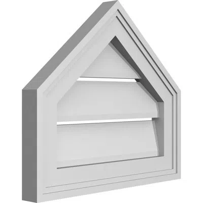 Ekena Millwork Peaked Top Surface Mount Signature Urethane Functional Gable Vent 10/12 Pitch, Primed Tan