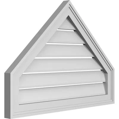 Ekena Millwork Peaked Top Surface Mount Signature Urethane Functional Gable Vent 11/12 Pitch, Primed Tan