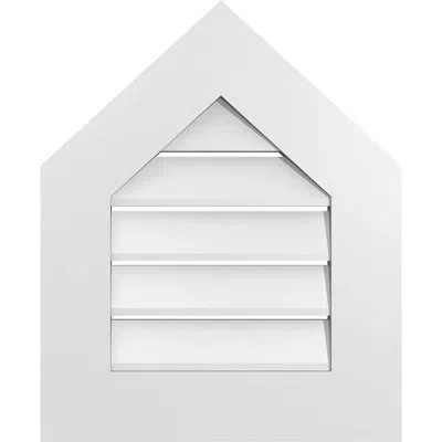 Ekena Millwork Peaked Top Surface Mount Signature Urethane Functional Gable Vent 11/12 Pitch, Primed Tan