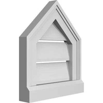 Ekena Millwork Peaked Top Surface Mount Signature Urethane Functional Gable Vent 11/12 Pitch, Primed Tan