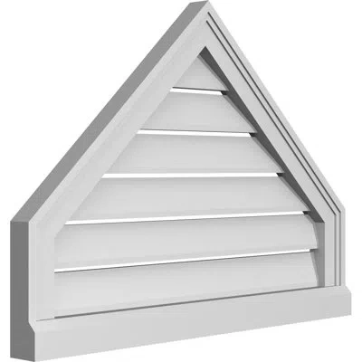 Ekena Millwork Peaked Top Surface Mount Signature Urethane Functional Gable Vent 11/12 Pitch, Primed Tan