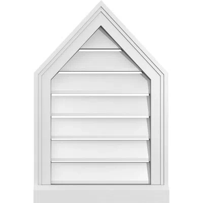 Ekena Millwork Peaked Top Surface Mount Signature Urethane Functional Gable Vent 13/12 Pitch, Primed Tan