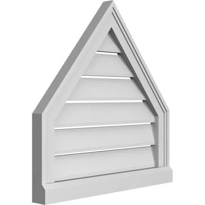 Ekena Millwork Peaked Top Surface Mount Signature Urethane Functional Gable Vent 14/12 Pitch, Primed Tan