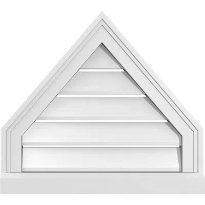 Ekena Millwork Peaked Top Surface Mount Signature Urethane Functional Gable Vent 14/12 Pitch, Primed Tan