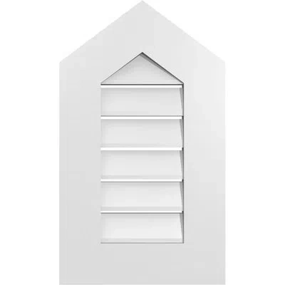 Ekena Millwork Peaked Top Surface Mount Signature Urethane Functional Gable Vent 4/12 Pitch, Primed Tan