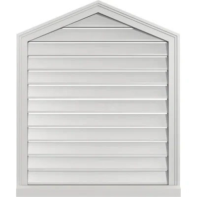 Ekena Millwork Peaked Top Surface Mount Signature Urethane Functional Gable Vent 5/12 Pitch, Primed Tan