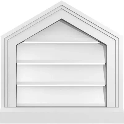 Ekena Millwork Peaked Top Surface Mount Signature Urethane Functional Gable Vent 7/12 Pitch, Primed Tan
