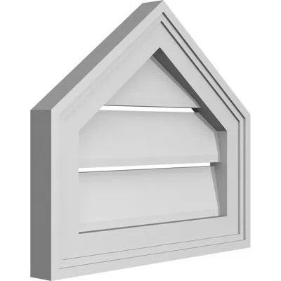 Ekena Millwork Peaked Top Surface Mount Signature Urethane Functional Gable Vent 9/12 Pitch, Primed Tan