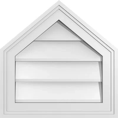 Ekena Millwork Peaked Top Surface Mount Signature Urethane Non-functional Gable Vent 10/12 Pitch Primed Tan
