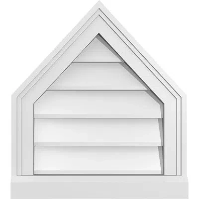 Ekena Millwork Peaked Top Surface Mount Signature Urethane Non-functional Gable Vent 13/12 Pitch Primed Tan