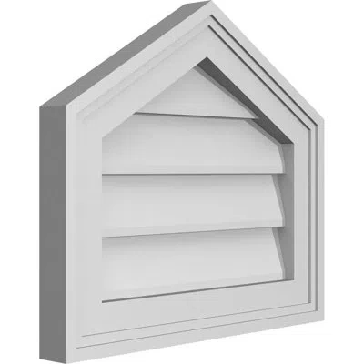 Ekena Millwork Peaked Top Surface Mount Signature Urethane Non-functional Gable Vent 7/12 Pitch Primed Tan