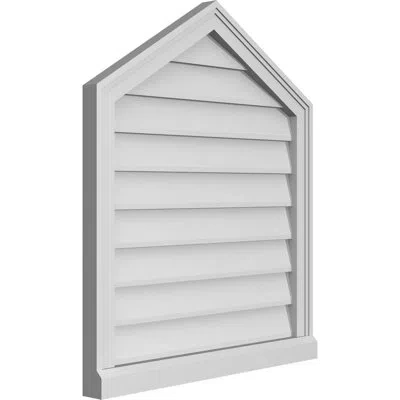 Ekena Millwork Peaked Top Surface Mount Signature Urethane Non-functional Gable Vent 7/12 Pitch Primed Tan
