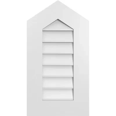 Ekena Millwork Peaked Top Surface Mount Signature Urethane Non-functional Gable Vent 8/12 Pitch Primed Tan