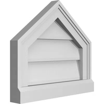 Ekena Millwork Peaked Top Surface Mount Signature Urethane Non-functional Gable Vent 9/12 Pitch Primed Tan