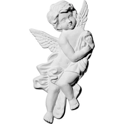 Ekena Millwork Pompeii Angel 9 3/8"h X 10 5/8"w X 1 1/8"d Corner Onlay Left In White