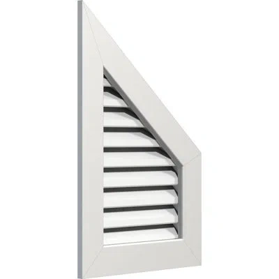 Ekena Millwork Pvc Half Peaked Top Right Gable Vent With Flat Trim Frame In White