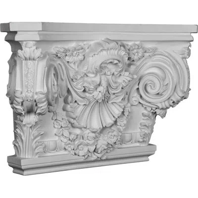 Ekena Millwork Rose Capital (fits Pilasters Up To 19 1/4"w X 2 5/8"d) (2-pack) In White