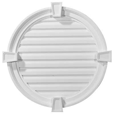 Ekena Millwork Round Gable Vent With Keystones, Functional In White