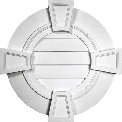 Ekena Millwork Round Gable Vent With Keystones, Functional In White