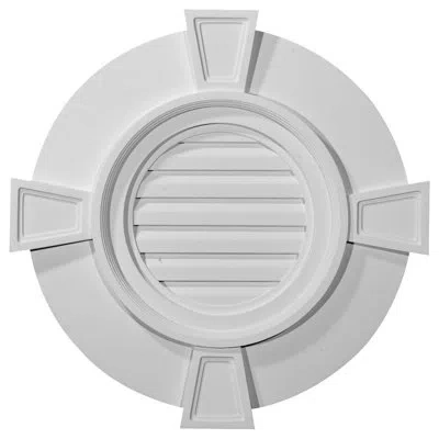 Ekena Millwork Round Gable Vent With Keystones, Non-functional In White