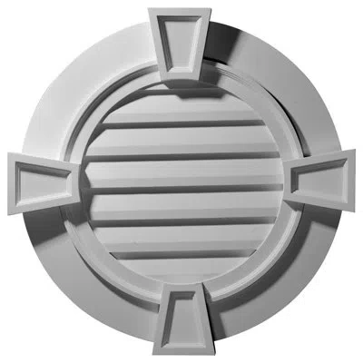 Ekena Millwork Round Gable Vent With Keystones, Non-functional In White