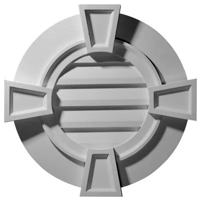 Ekena Millwork Round Gable Vent With Keystones, Non-functional In White