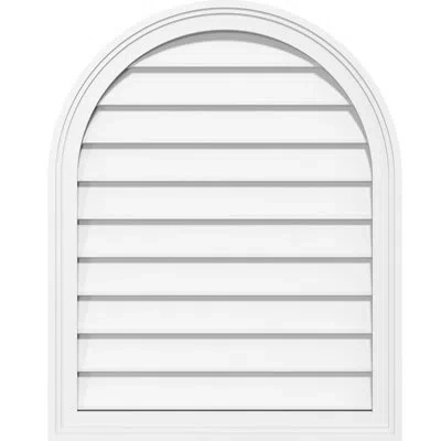 Ekena Millwork Round Top Surface Mount Non-functional Brickmould Frame Pvc Gable Vent