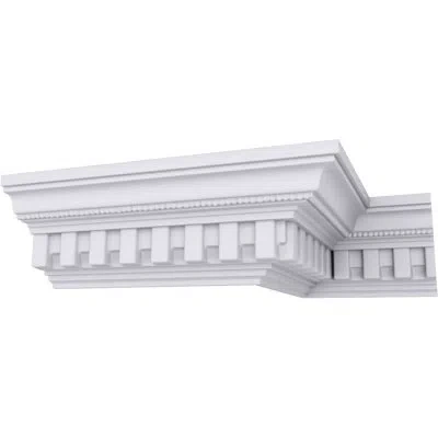 Ekena Millwork Sample - Endurathane Kepler Dentil With Bead Crown Moulding, 4"h X 3 7/8"p X 5 1/2"f X 12"l, Factory In White