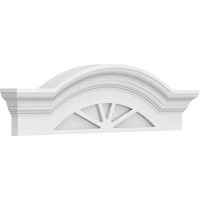Ekena Millwork Segment Arch W/ Flankers 4 Spoke Architectural Grade Pvc Pediment In White