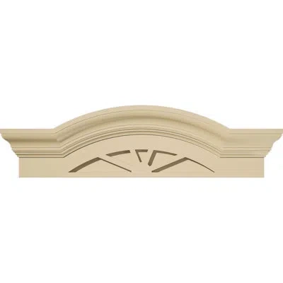 Ekena Millwork Segment Arch W/ Flankers 4 Spoke Signature Urethane Pediment, Primed Tan