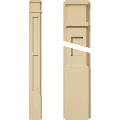Ekena Millwork Signature Urethane Two Equal Flat Panel Pilaster With Capital & Base, Primed Tan (pair)