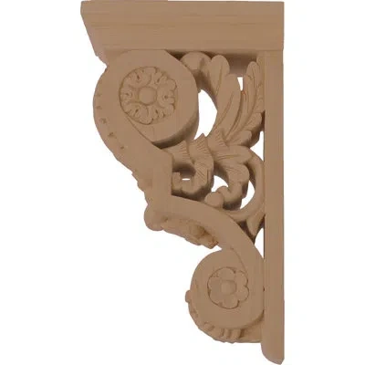 Ekena Millwork Small Floral Corbel In Rubberwood