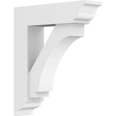Ekena Millwork Standard Imperial Signature Urethane Bracket With Traditional Ends, Primed Tan
