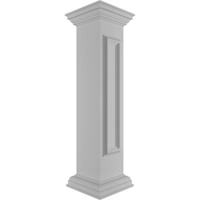 Ekena Millwork Straight Newel Post With Panel, Flat Capital & Base Trim (installation Kit Included) In White