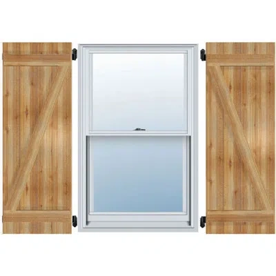 Ekena Millwork Timbercraft 5 3/8" Boards Joined Board-n-batten Shutters W/z-bar, Western Red Cedar (per Pair) In Brown